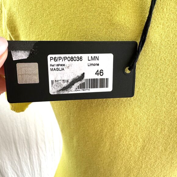 Atos Lombardini Womens Yellow Knit Short Sleeves Crew Neck Soft Sweater Sz 10/46 - Picture 7 of 14